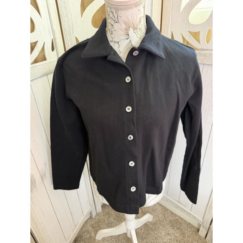 Hanna Andersson Black Classic Button Front Collarged Cardigan Women's XS